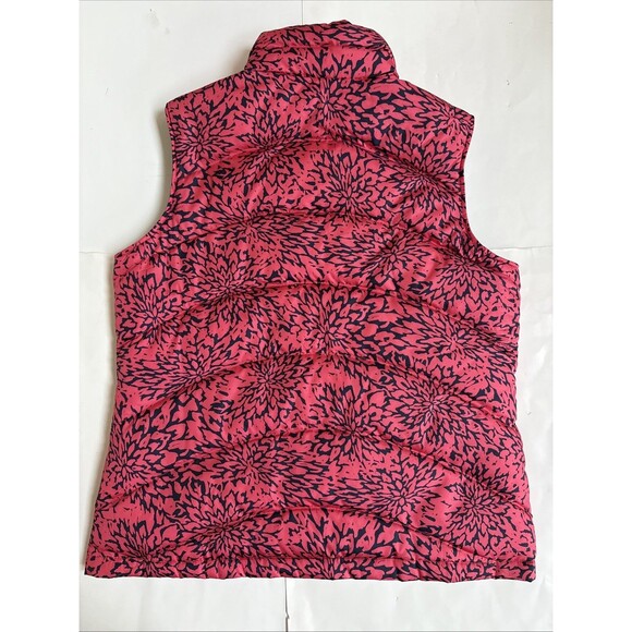 Ladies Lands End Down Puffer Vest Salmon/Navy Floral Size M - Picture 5 of 5